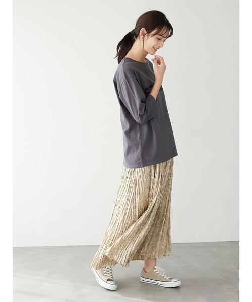 CRAFT STANDARD BOUTIQUE（クラフトスタンダードブティック）の「ロゴプリント8分TEE　＊（Tシャツ/カットソー・レディース・オートミール/チャコールグレー/ベージュ/グリーン・FREE）」の21枚目の写真