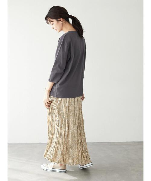 CRAFT STANDARD BOUTIQUE（クラフトスタンダードブティック）の「ロゴプリント8分TEE　＊（Tシャツ/カットソー・レディース・オートミール/チャコールグレー/ベージュ/グリーン・FREE）」の22枚目の写真