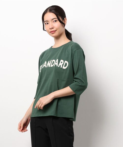 CRAFT STANDARD BOUTIQUE（クラフトスタンダードブティック）の「ロゴプリント8分TEE　＊（Tシャツ/カットソー・レディース・オートミール/チャコールグレー/ベージュ/グリーン・FREE）」の9枚目の写真