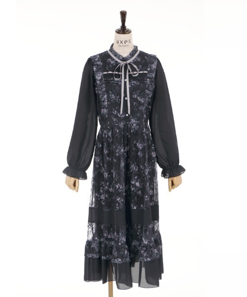 axes femme（アクシーズファム）の「フラワープリントレーシーＯＰ（ワンピース・レディース・キナリ/ワイン/ブラック・MEDIUM）」の19枚目の写真