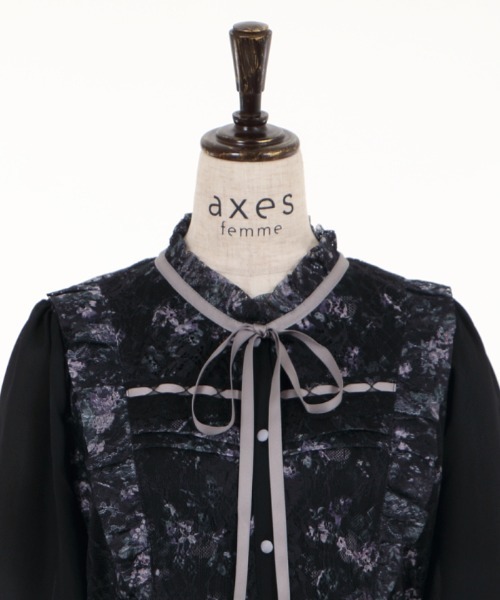 axes femme（アクシーズファム）の「フラワープリントレーシーＯＰ（ワンピース・レディース・キナリ/ワイン/ブラック・MEDIUM）」の16枚目の写真