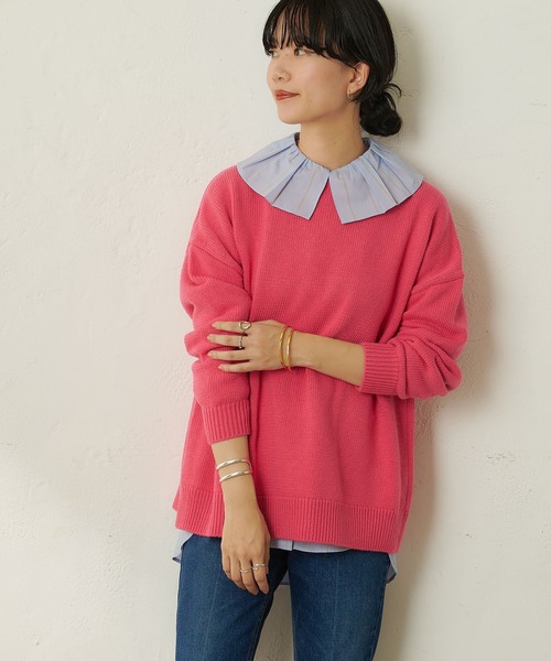 SHENERY（シーナリー）の「バックスリットニットプルオーバー（ニット/セーター・レディース・グリーン/ピンク・FREE）」の5枚目の写真