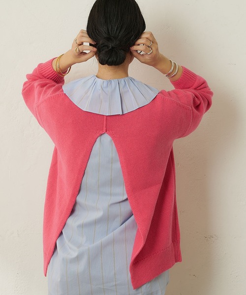 SHENERY（シーナリー）の「バックスリットニットプルオーバー（ニット/セーター・レディース・グリーン/ピンク・FREE）」の8枚目の写真