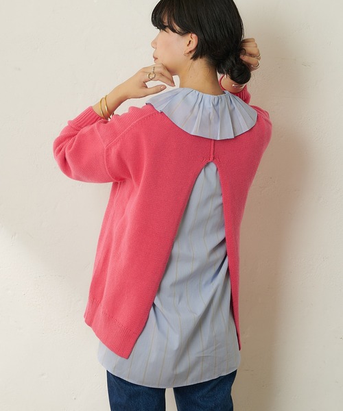 SHENERY（シーナリー）の「バックスリットニットプルオーバー（ニット/セーター・レディース・グリーン/ピンク・FREE）」の9枚目の写真