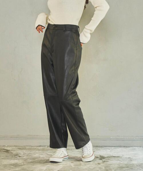 coen（コーエン）の「フェイクレザーテーパードパンツ（その他パンツ・レディース・ブラック/ブラウン・MEDIUM/LARGE）」の10枚目の写真