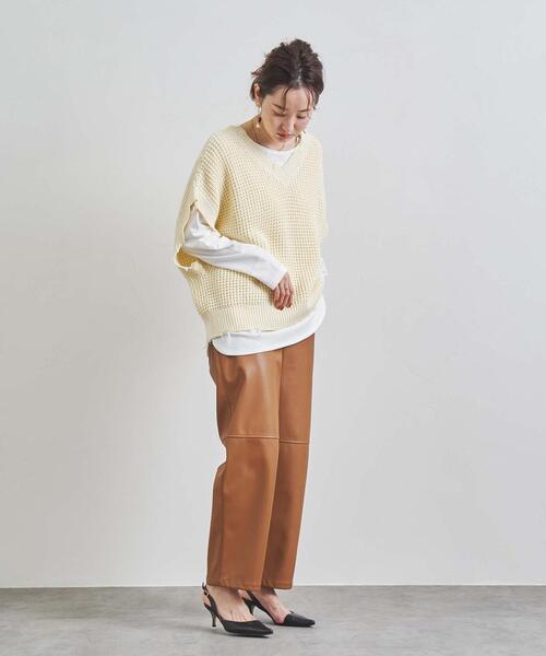 coen（コーエン）の「フェイクレザーテーパードパンツ（その他パンツ・レディース・ブラック/ブラウン・MEDIUM/LARGE）」の6枚目の写真