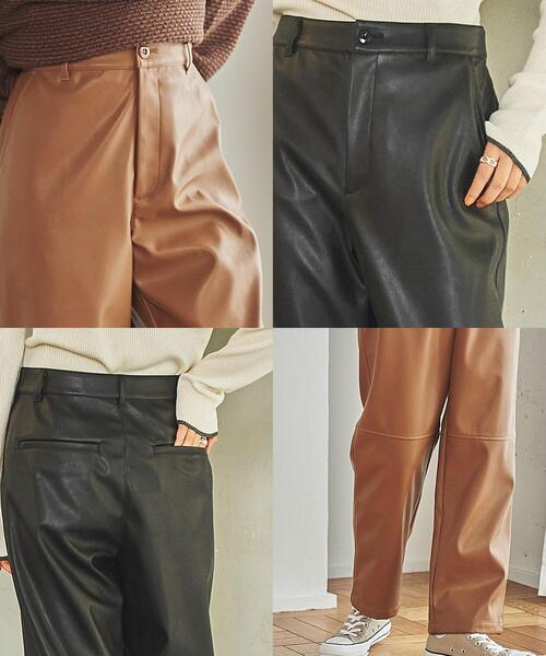 coen（コーエン）の「フェイクレザーテーパードパンツ（その他パンツ・レディース・ブラック/ブラウン・MEDIUM/LARGE）」の17枚目の写真