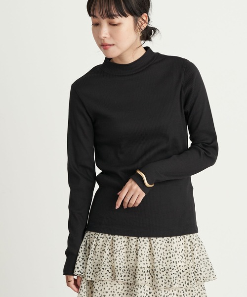 earth music&ecology(アースミュージックアンドエコロジー)の「チェーン柄リブ長袖ハイネックプルオーバー *(Tシャツ/カットソー・レディース・ブラック/ブラウン/オフホワイト/ミント/ラベンダー/ライトベージュ・S/M)」の3枚目の写真