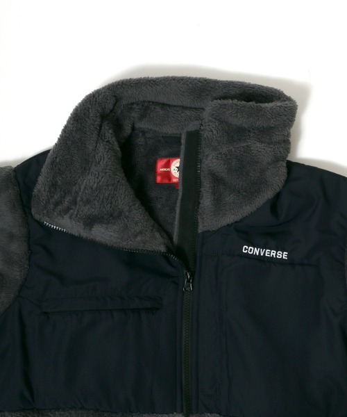 CONVERSE（コンバース）の「CONVERSE/コンバース ボアフリース 切替 フルジップスタンドジャケット（ブルゾン・メンズ・ブラック/ベージュ/カーキ/チャコール/ベージュ系その他・LL/M/L）」の10枚目の写真