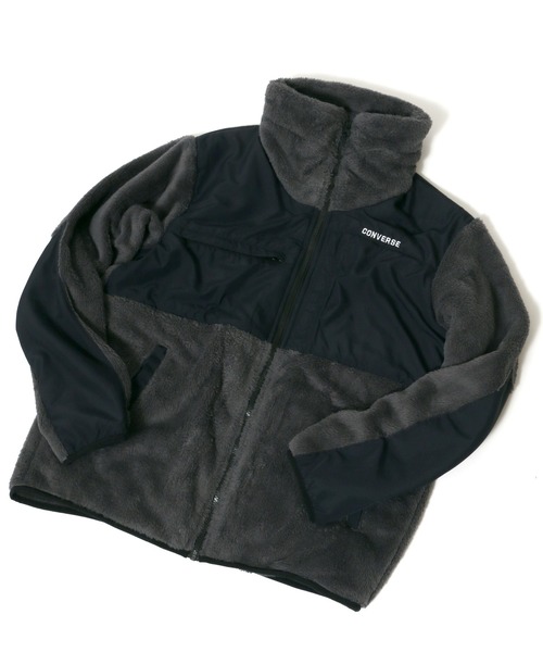 CONVERSE（コンバース）の「CONVERSE/コンバース ボアフリース 切替 フルジップスタンドジャケット（ブルゾン・メンズ・ブラック/ベージュ/カーキ/チャコール/ベージュ系その他・LL/M/L）」の9枚目の写真