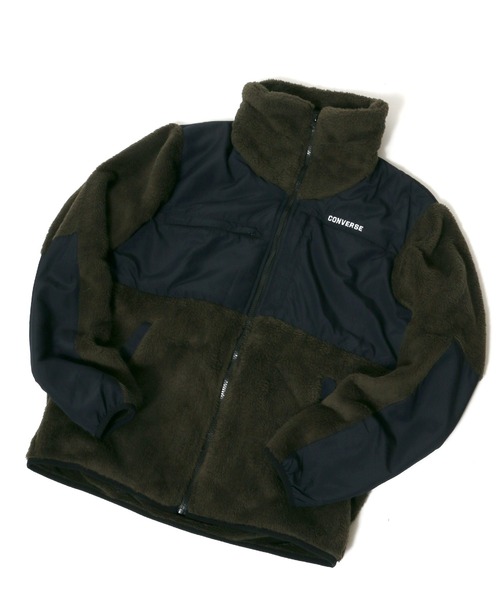 CONVERSE（コンバース）の「CONVERSE/コンバース ボアフリース 切替 フルジップスタンドジャケット（ブルゾン・メンズ・ブラック/ベージュ/カーキ/チャコール/ベージュ系その他・LL/M/L）」の14枚目の写真