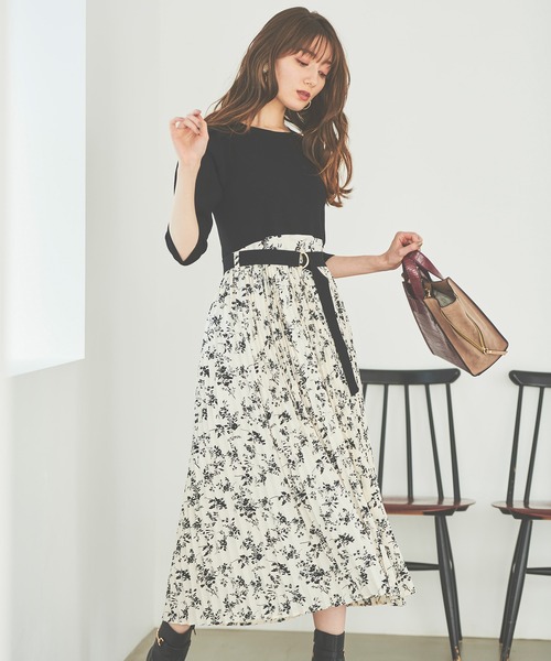 31 Sons de mode（トランテアン　ソン　ドゥ　モード）の「プリーツスカート×ニットドッキングワンピース（ワンピース・レディース・オフホワイト/ブラック・36）」の10枚目の写真