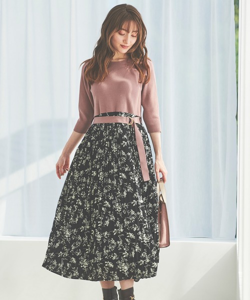 31 Sons de mode（トランテアン　ソン　ドゥ　モード）の「プリーツスカート×ニットドッキングワンピース（ワンピース・レディース・オフホワイト/ブラック・36）」の11枚目の写真