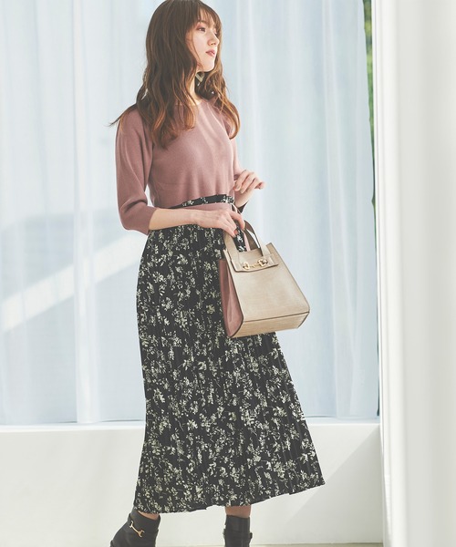 31 Sons de mode（トランテアン　ソン　ドゥ　モード）の「プリーツスカート×ニットドッキングワンピース（ワンピース・レディース・オフホワイト/ブラック・36）」の6枚目の写真