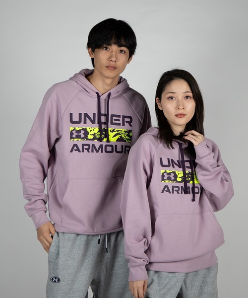 UNDER ARMOUR(アンダーアーマー)の「UAライバルフリース フーディー シグネチャー(トレーニング/メンズ)(スウェット・メンズ・ブラック/スモークピンク・XXL/3XL/S/L/XL/M)」の14枚目の写真