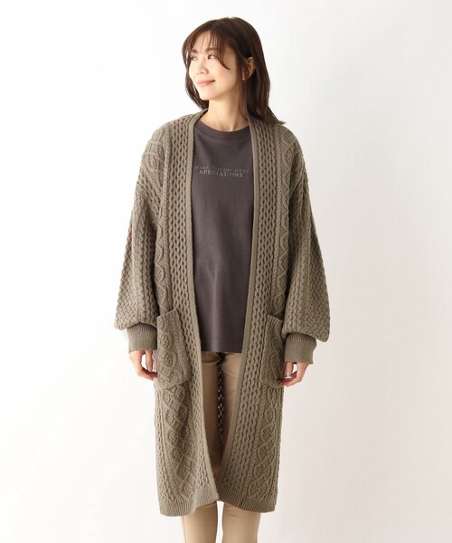 SHOO・LA・RUE(シューラルー)の「◆ケーブル柄編みロングカーディガン(カーディガン/ボレロ・レディース・アイボリー/サンドベージュ/グレー系その他・00)」の14枚目の写真