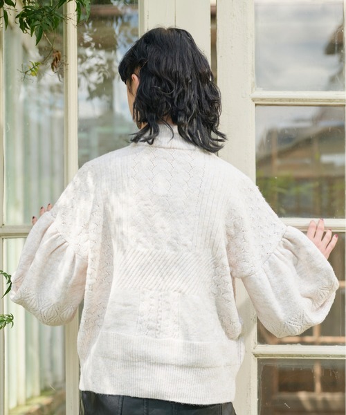 KOH.style（コースタイル）の「透かし柄編みニットトップス（ニット/セーター・レディース・ブラック/オフホワイト/パープル・FREE）」の5枚目の写真