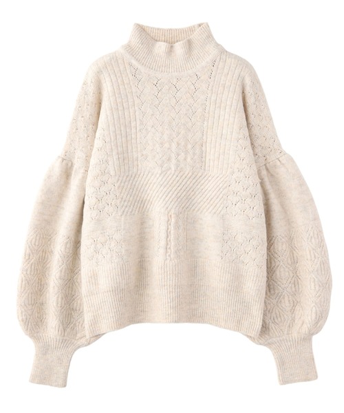 KOH.style（コースタイル）の「透かし柄編みニットトップス（ニット/セーター・レディース・ブラック/オフホワイト/パープル・FREE）」の9枚目の写真