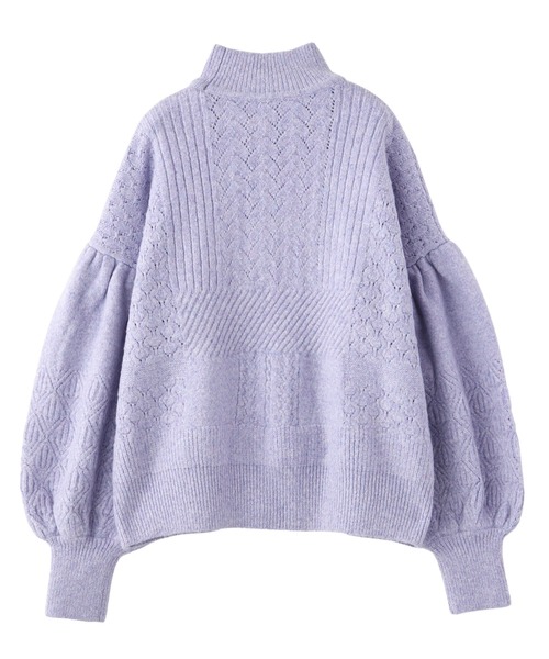 KOH.style（コースタイル）の「透かし柄編みニットトップス（ニット/セーター・レディース・ブラック/オフホワイト/パープル・FREE）」の10枚目の写真