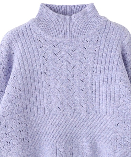 KOH.style（コースタイル）の「透かし柄編みニットトップス（ニット/セーター・レディース・ブラック/オフホワイト/パープル・FREE）」の11枚目の写真