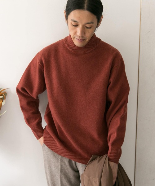 URBAN RESEARCH DOORS（アーバンリサーチドアーズ）の「ハミルトンウールハーフネックニット（ニット/セーター・メンズ・ダークブラウン/ベージュ/レッド・40/38）」の5枚目の写真