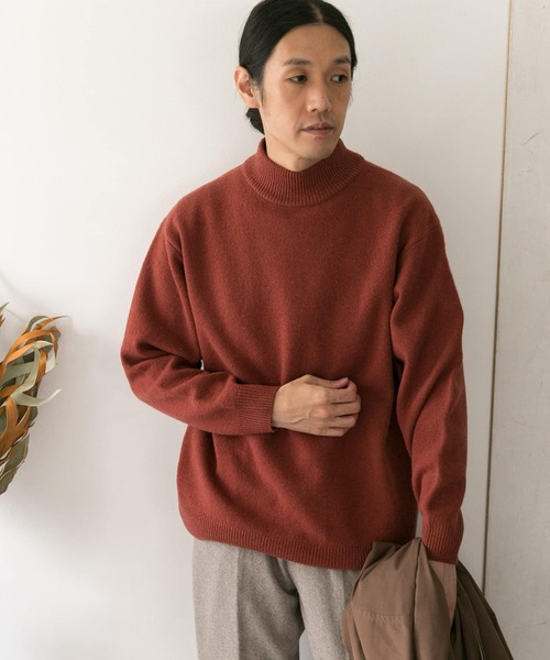 URBAN RESEARCH DOORS（アーバンリサーチドアーズ）の「ハミルトンウールハーフネックニット（ニット/セーター・メンズ・ダークブラウン/ベージュ/レッド・40/38）」の6枚目の写真