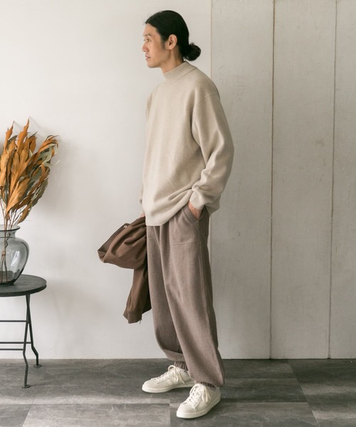 URBAN RESEARCH DOORS（アーバンリサーチドアーズ）の「ハミルトンウールハーフネックニット（ニット/セーター・メンズ・ダークブラウン/ベージュ/レッド・40/38）」の12枚目の写真