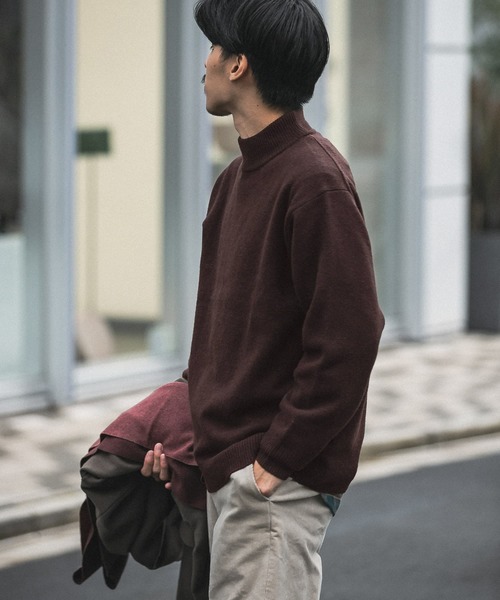 URBAN RESEARCH DOORS（アーバンリサーチドアーズ）の「ハミルトンウールハーフネックニット（ニット/セーター・メンズ・ダークブラウン/ベージュ/レッド・40/38）」の17枚目の写真