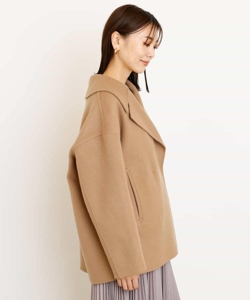 MICHEL KLEIN(ミッシェル・クラン)の「Super140sウールビーバーショートPコート(ピーコート・レディース・ライトブルー/ベージュ/ネイビー・38)」の5枚目の写真