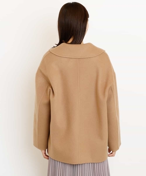 MICHEL KLEIN(ミッシェル・クラン)の「Super140sウールビーバーショートPコート(ピーコート・レディース・ライトブルー/ベージュ/ネイビー・38)」の6枚目の写真