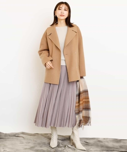 MICHEL KLEIN(ミッシェル・クラン)の「Super140sウールビーバーショートPコート(ピーコート・レディース・ライトブルー/ベージュ/ネイビー・38)」の19枚目の写真