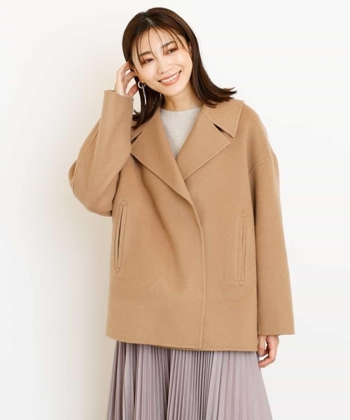 MICHEL KLEIN(ミッシェル・クラン)の「Super140sウールビーバーショートPコート(ピーコート・レディース・ライトブルー/ベージュ/ネイビー・38)」の21枚目の写真