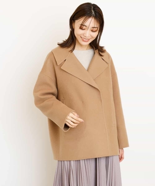 MICHEL KLEIN(ミッシェル・クラン)の「Super140sウールビーバーショートPコート(ピーコート・レディース・ライトブルー/ベージュ/ネイビー・38)」の22枚目の写真