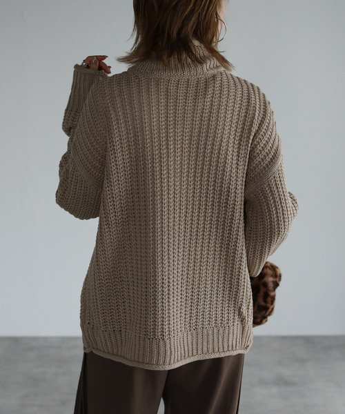 amini(アミニ)の「【2021-2022 A/W】片畦ロールニット(ニット/セーター・レディース・チャコールグレー/パープル/グリーン/グレイッシュベージュ/レンガ・MEDIUM)」の14枚目の写真