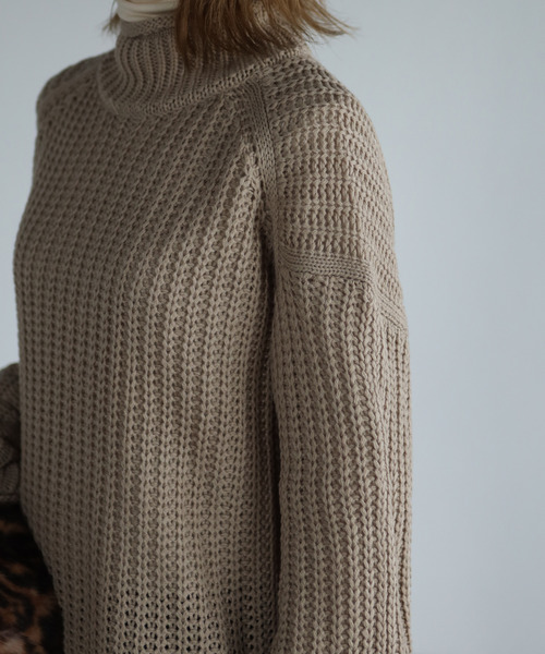 amini(アミニ)の「【2021-2022 A/W】片畦ロールニット(ニット/セーター・レディース・チャコールグレー/パープル/グリーン/グレイッシュベージュ/レンガ・MEDIUM)」の21枚目の写真