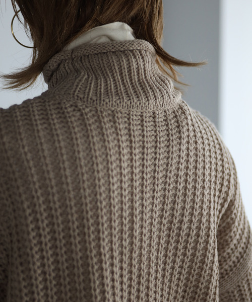 amini(アミニ)の「【2021-2022 A/W】片畦ロールニット(ニット/セーター・レディース・チャコールグレー/パープル/グリーン/グレイッシュベージュ/レンガ・MEDIUM)」の18枚目の写真