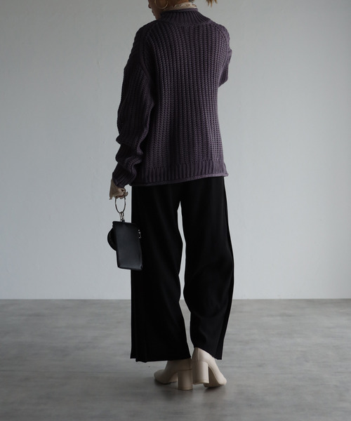 amini(アミニ)の「【2021-2022 A/W】片畦ロールニット(ニット/セーター・レディース・チャコールグレー/パープル/グリーン/グレイッシュベージュ/レンガ・MEDIUM)」の15枚目の写真