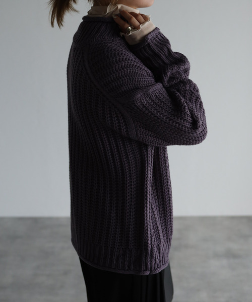 amini(アミニ)の「【2021-2022 A/W】片畦ロールニット(ニット/セーター・レディース・チャコールグレー/パープル/グリーン/グレイッシュベージュ/レンガ・MEDIUM)」の22枚目の写真
