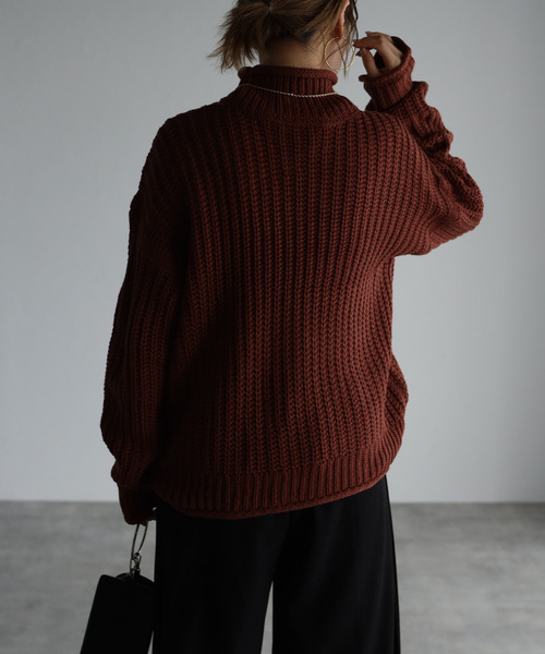 amini(アミニ)の「【2021-2022 A/W】片畦ロールニット(ニット/セーター・レディース・チャコールグレー/パープル/グリーン/グレイッシュベージュ/レンガ・MEDIUM)」の12枚目の写真