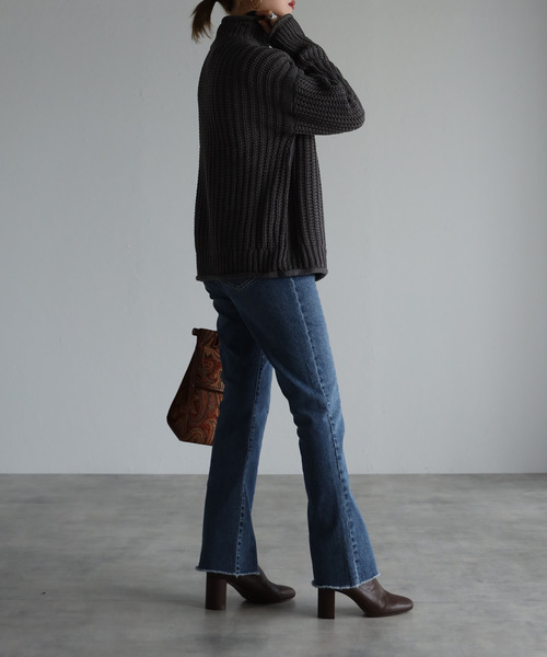 amini(アミニ)の「【2021-2022 A/W】片畦ロールニット(ニット/セーター・レディース・チャコールグレー/パープル/グリーン/グレイッシュベージュ/レンガ・MEDIUM)」の8枚目の写真