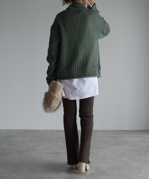 amini(アミニ)の「【2021-2022 A/W】片畦ロールニット(ニット/セーター・レディース・チャコールグレー/パープル/グリーン/グレイッシュベージュ/レンガ・MEDIUM)」の13枚目の写真