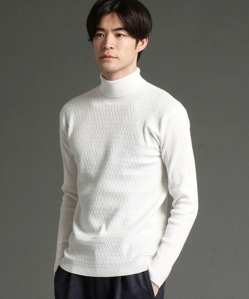 HIDEAWAYS NICOLE（ハイダウェイニコル）の「シェブロン柄オフタートルニット（ニット/セーター・メンズ・ブラック/オフホワイト/ブラウン系その他/ホワイト×ブラック/レッド系その他・MEDIUM/LARGE/X-LARGE）」の2枚目の写真