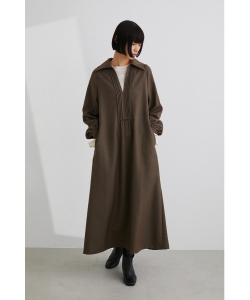 STYLEMIXER（スタイルミキサー）の「ビッグカラーピンタックフレアワンピース（ワンピース・レディース・ブラック/ブラウン・MEDIUM/SMALL）」の2枚目の写真