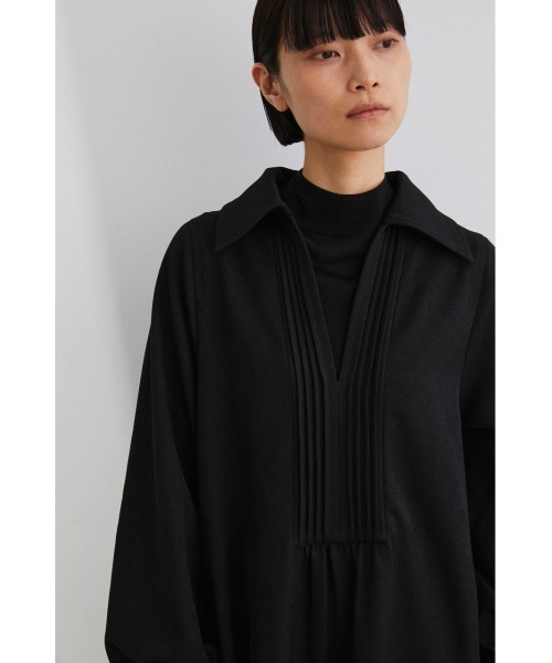 STYLEMIXER（スタイルミキサー）の「ビッグカラーピンタックフレアワンピース（ワンピース・レディース・ブラック/ブラウン・MEDIUM/SMALL）」の6枚目の写真