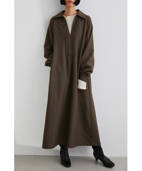 STYLEMIXER（スタイルミキサー）の「ビッグカラーピンタックフレアワンピース（ワンピース・レディース・ブラック/ブラウン・MEDIUM/SMALL）」の12枚目の写真