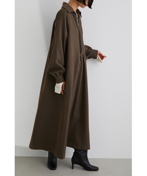 STYLEMIXER（スタイルミキサー）の「ビッグカラーピンタックフレアワンピース（ワンピース・レディース・ブラック/ブラウン・MEDIUM/SMALL）」の13枚目の写真