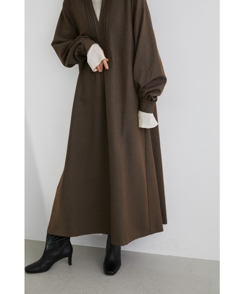 STYLEMIXER（スタイルミキサー）の「ビッグカラーピンタックフレアワンピース（ワンピース・レディース・ブラック/ブラウン・MEDIUM/SMALL）」の14枚目の写真