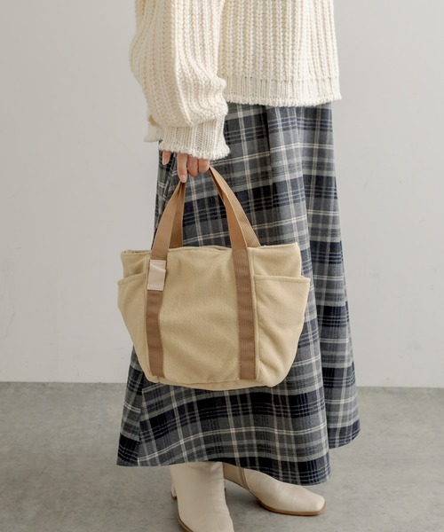 PUAL CE CIN（ピュアルセシン）の「WINTER SMAL TOTE／ボア スモールトートバッグ（トートバッグ・レディース・カーキ/ブラウン/ブラック/アイボリー・FREE）」の9枚目の写真