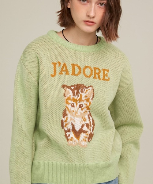 ROCKET x LUNCH(ロケットアンドランチ)の「ROCKET×LUNCH/R CAT JADORE プルオーバー 2237859(ニット/セーター・レディース・ブラック/ライトグリーン・SMALL)」の3枚目の写真