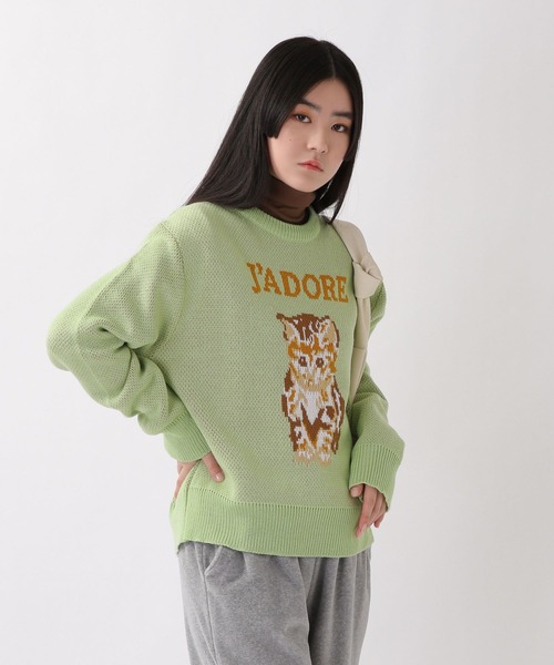 ROCKET x LUNCH(ロケットアンドランチ)の「ROCKET×LUNCH/R CAT JADORE プルオーバー 2237859(ニット/セーター・レディース・ブラック/ライトグリーン・SMALL)」の8枚目の写真
